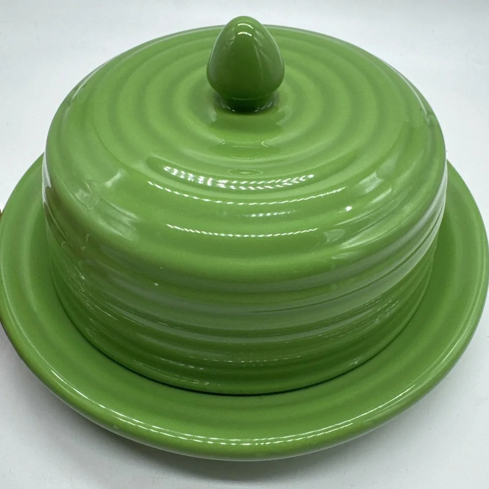 BAUER RING WARE Parrot Green GLAZE COVERED BUTTER DISH